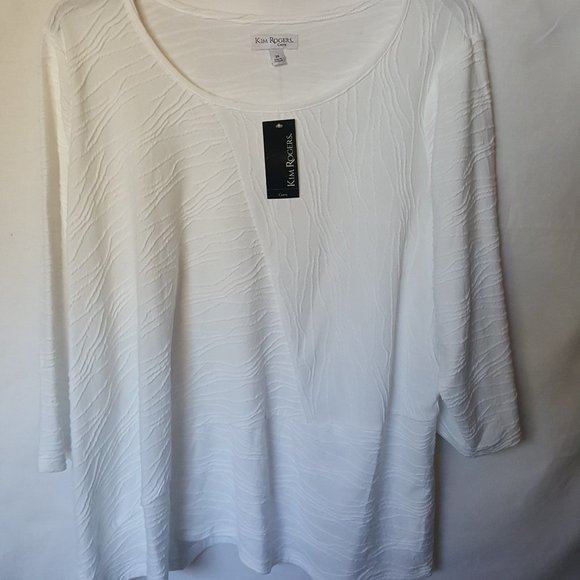 Kim Rogers Curvy 3X Top Tunic White CrisCross  NWT - Picture 1 of 7